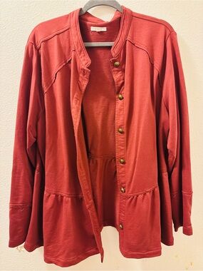 Maurices Rust Red Button-Front Peplum Jacket
